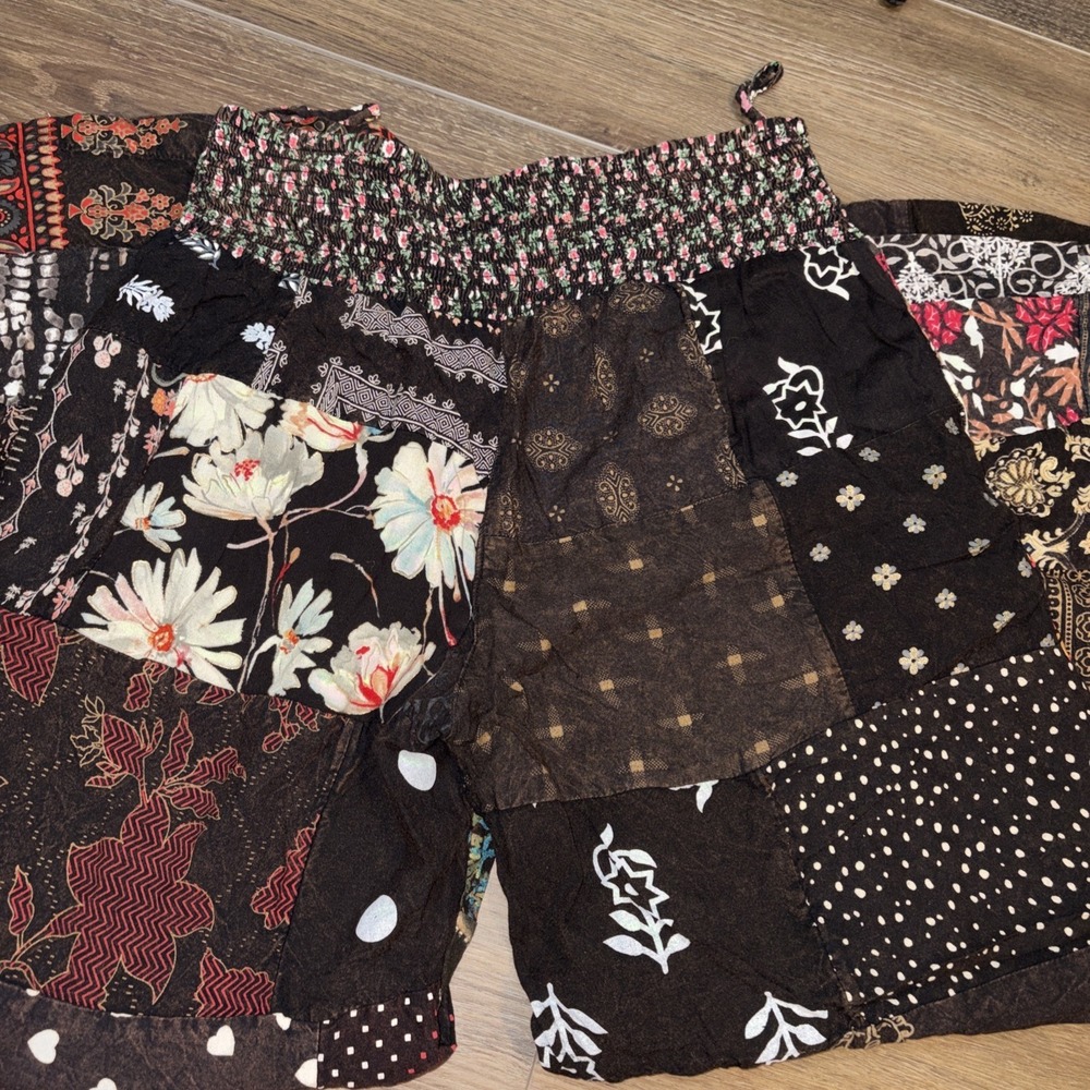 Earthbound Trading Co. Pants Womens L Brown Floral Boho Flare Patchwork Festi - Picture 6 of 7